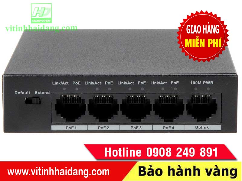 Switch POE Dahua 5P PFS3005-4P-58 Tốc Độ 10/100Mbps